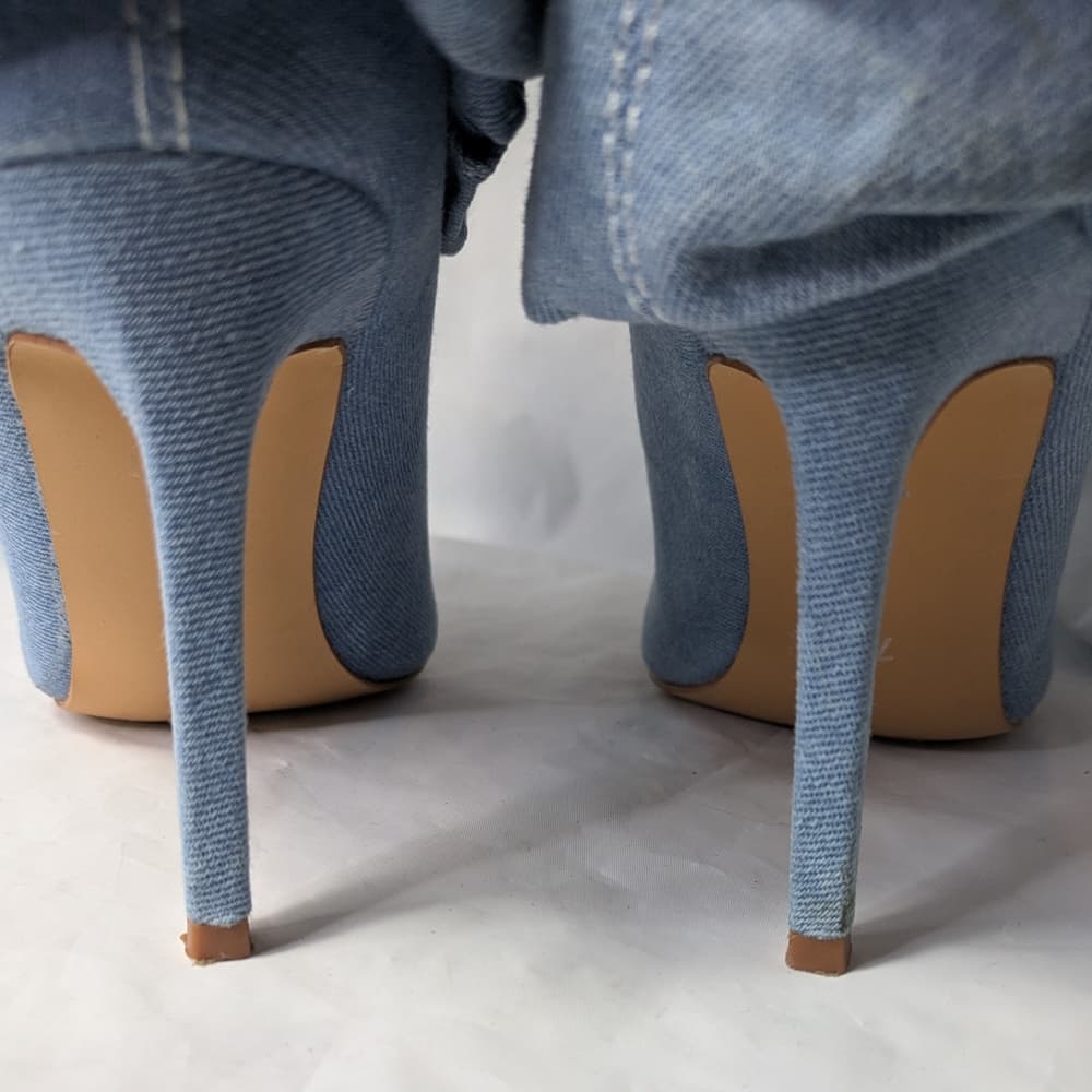AZALEA WANG Denim Blue Women's Heeled Boots, Size 7.5 - Thumbnail 6