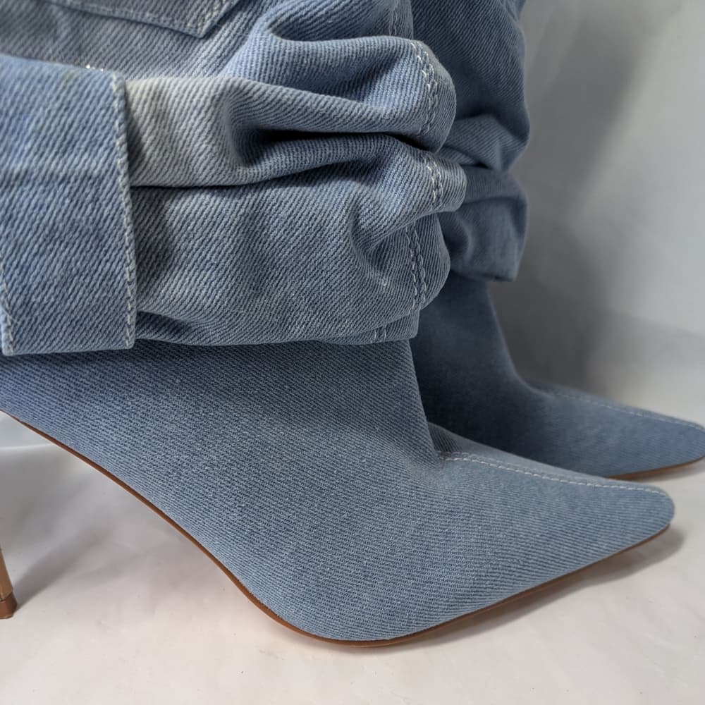 AZALEA WANG Denim Blue Women's Heeled Boots, Size 7.5 - Thumbnail 9