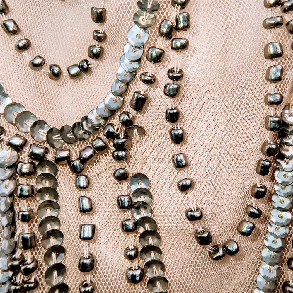 Chic Beaded Tan Midi Dress - Thumbnail 7