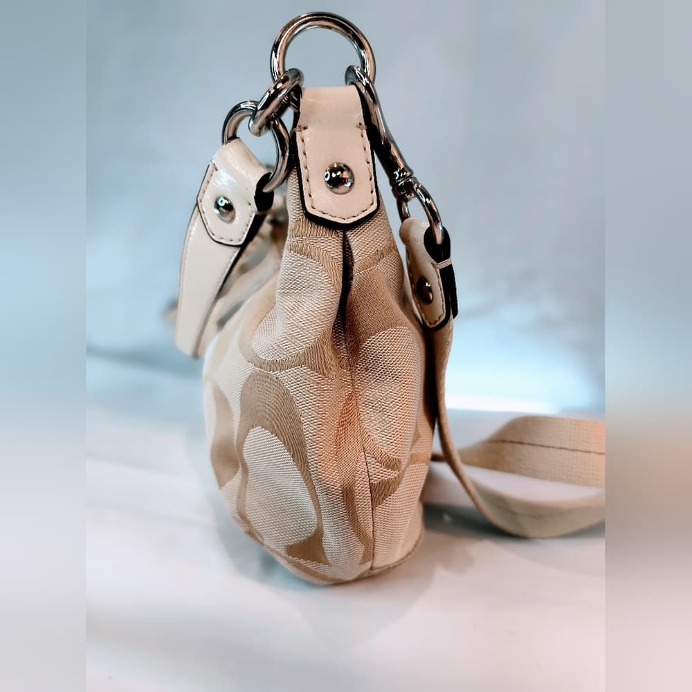 COACH Vintage (2012) Signature Stripe Demi Hobo Style Shoulder Bag, Style F19218 - Thumbnail 2