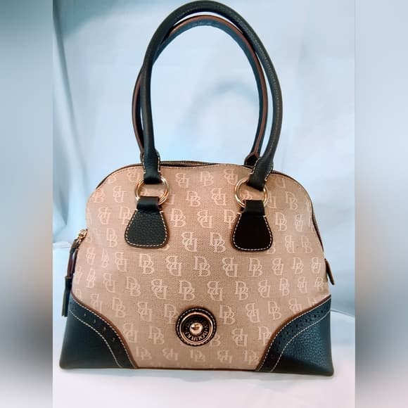 DOONEY & BOURKE Vintage (early 2000s) Signature DB Monogram Canvas Domed Satchel - Thumbnail 17