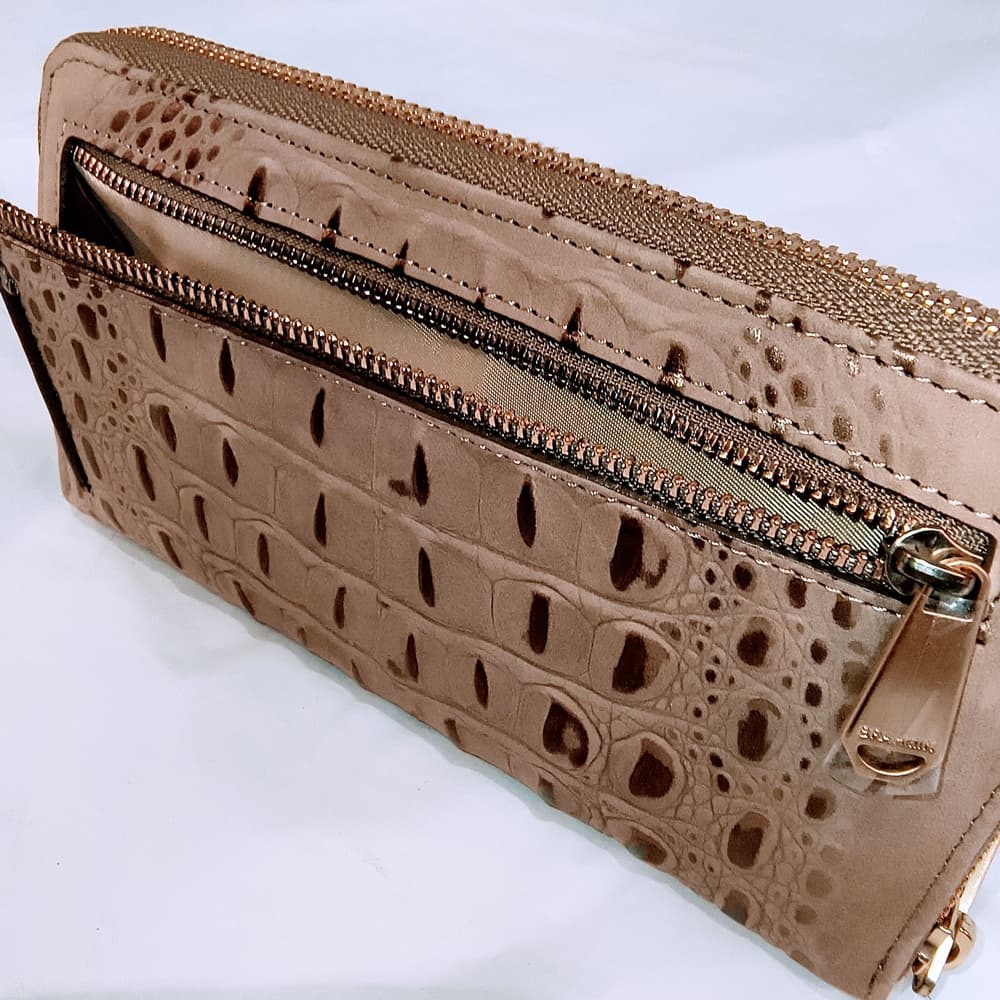 BRAHMIN New Croc Embossed Wallet in Tan - Thumbnail 6