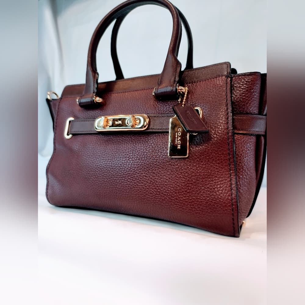 COACH Swagger 27 Carryall Handbag in Oxblood Pebble Leather, Style 87295 - Thumbnail 16