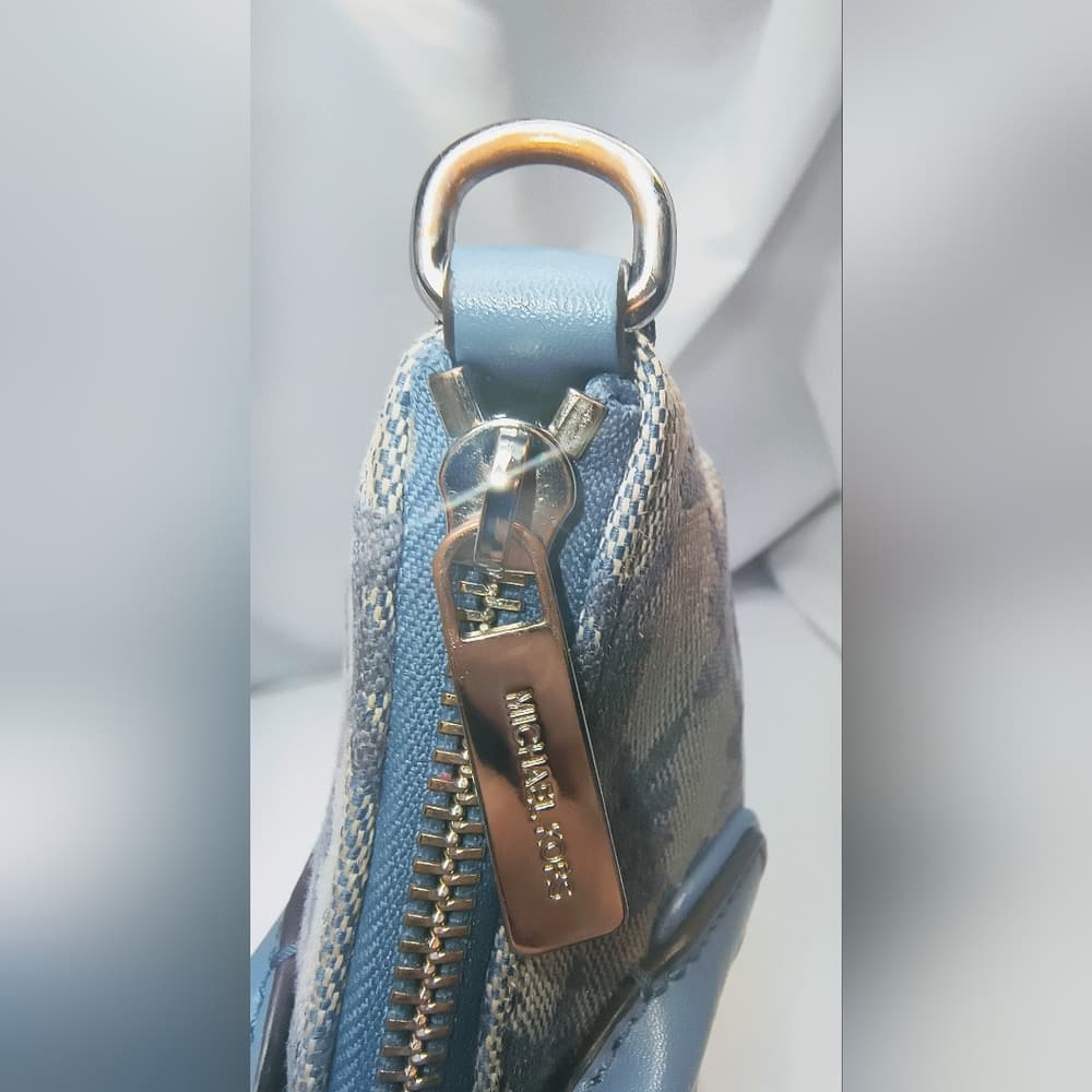 MICHAEL KORS Hyde Small Canvas & Leather Satchel / Crossbody in Denium Blue - Thumbnail 9