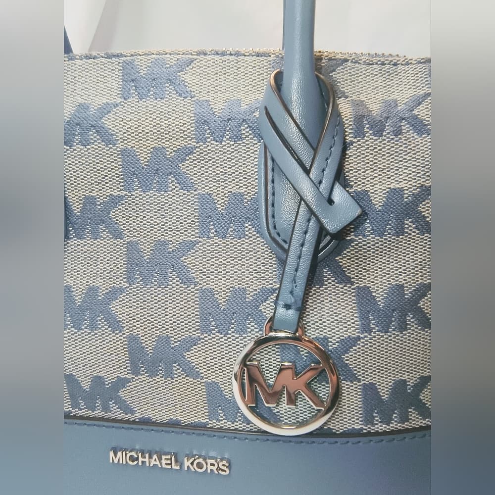 MICHAEL KORS Hyde Small Canvas & Leather Satchel / Crossbody in Denium Blue - Thumbnail 7