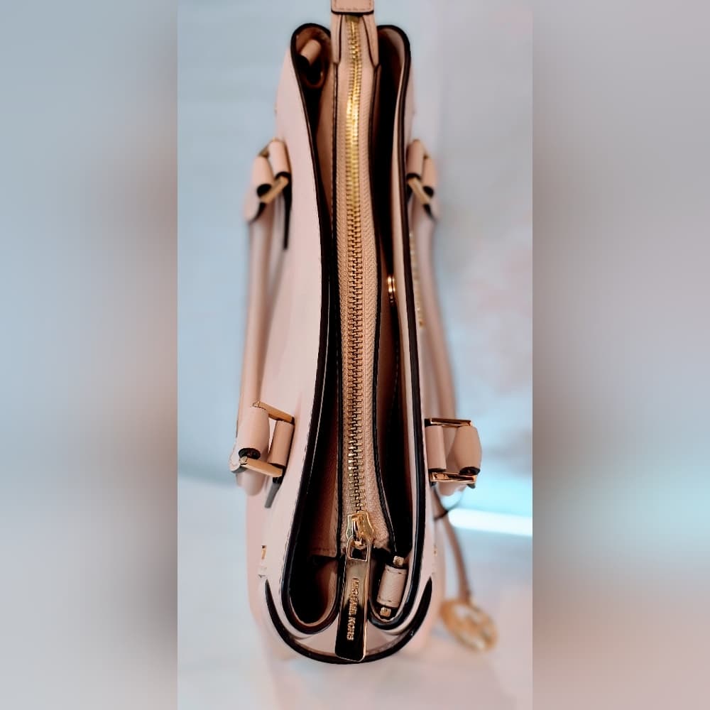 MICHAEL KORS Light Pink Lynn Saffiano Leather Satchel Bag - Thumbnail 9