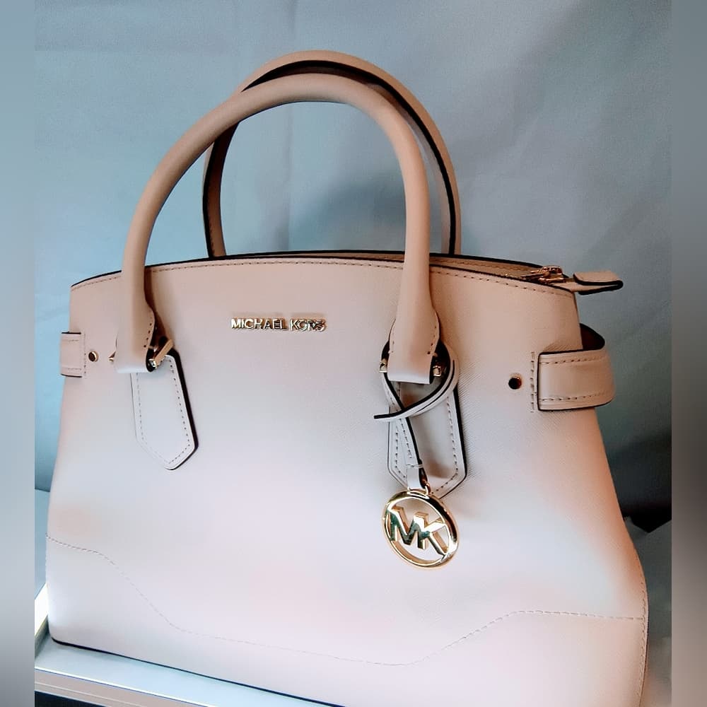 MICHAEL KORS Light Pink Lynn Saffiano Leather Satchel Bag - Thumbnail 15