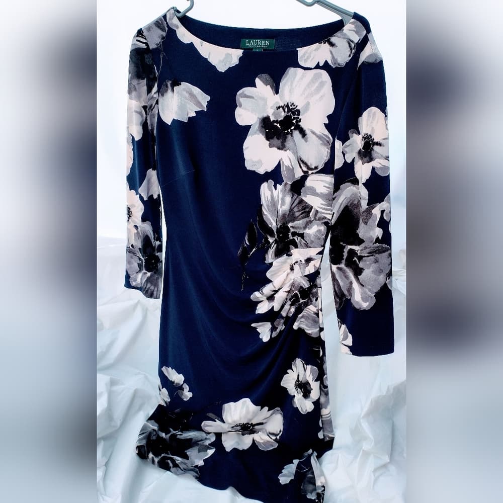Ralph Lauren Navy Floral Dress, Size 6 - Thumbnail 4
