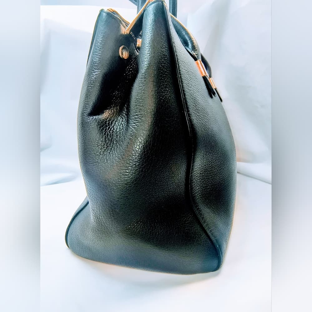 FURLA Black Leather Women's Tote / Top Handle Satchel with Gold-toned Hardware - Thumbnail 2