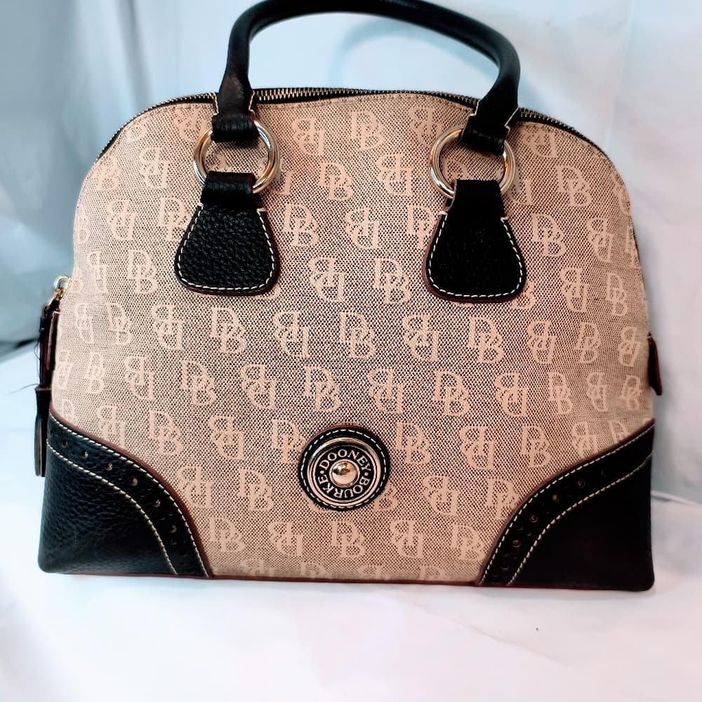 DOONEY & BOURKE Vintage (early 2000s) Signature DB Monogram Canvas Domed Satchel - Thumbnail 15