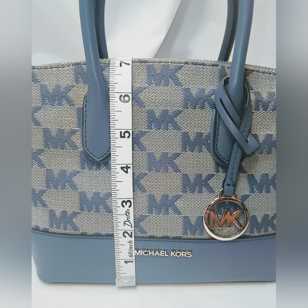 MICHAEL KORS Hyde Small Canvas & Leather Satchel / Crossbody in Denium Blue - Thumbnail 14
