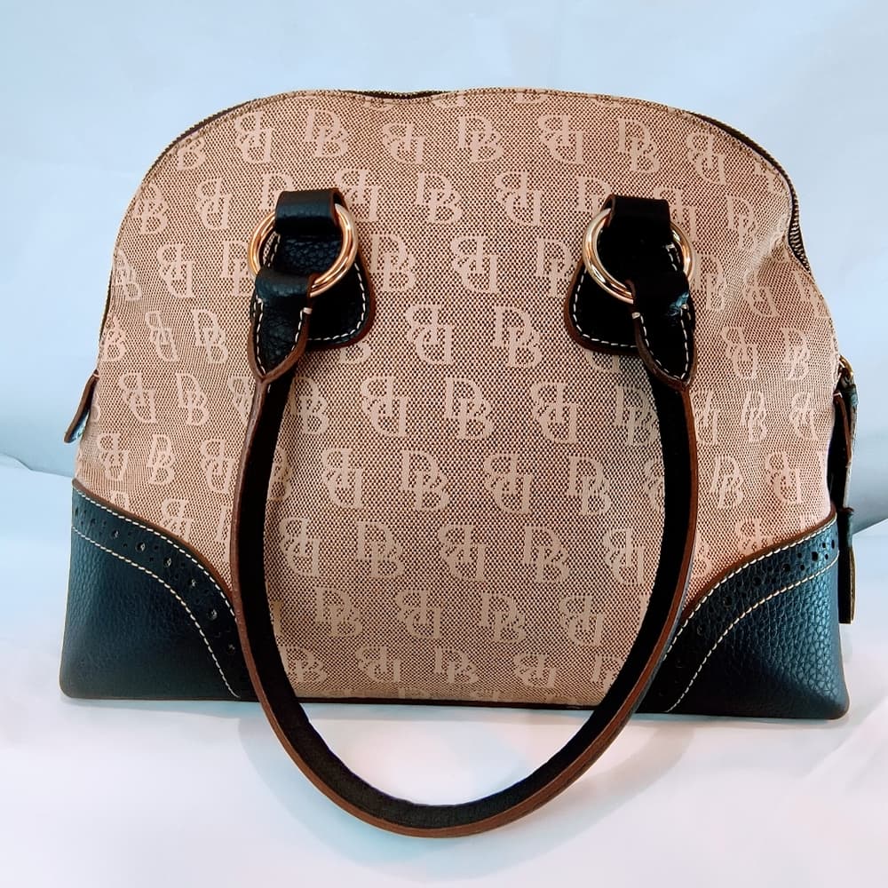 DOONEY & BOURKE Vintage (early 2000s) Signature DB Monogram Canvas Domed Satchel - Thumbnail 3