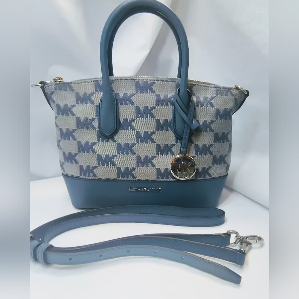 MICHAEL KORS Hyde Small Canvas & Leather Satchel / Crossbody in Denium Blue - Thumbnail 16