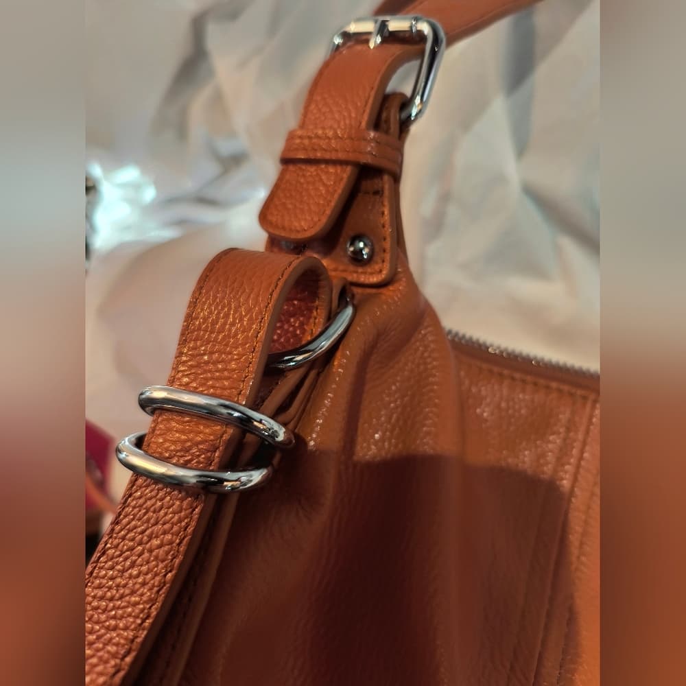 HESHE Elegant Brown Leather Shoulder Bag - Thumbnail 14