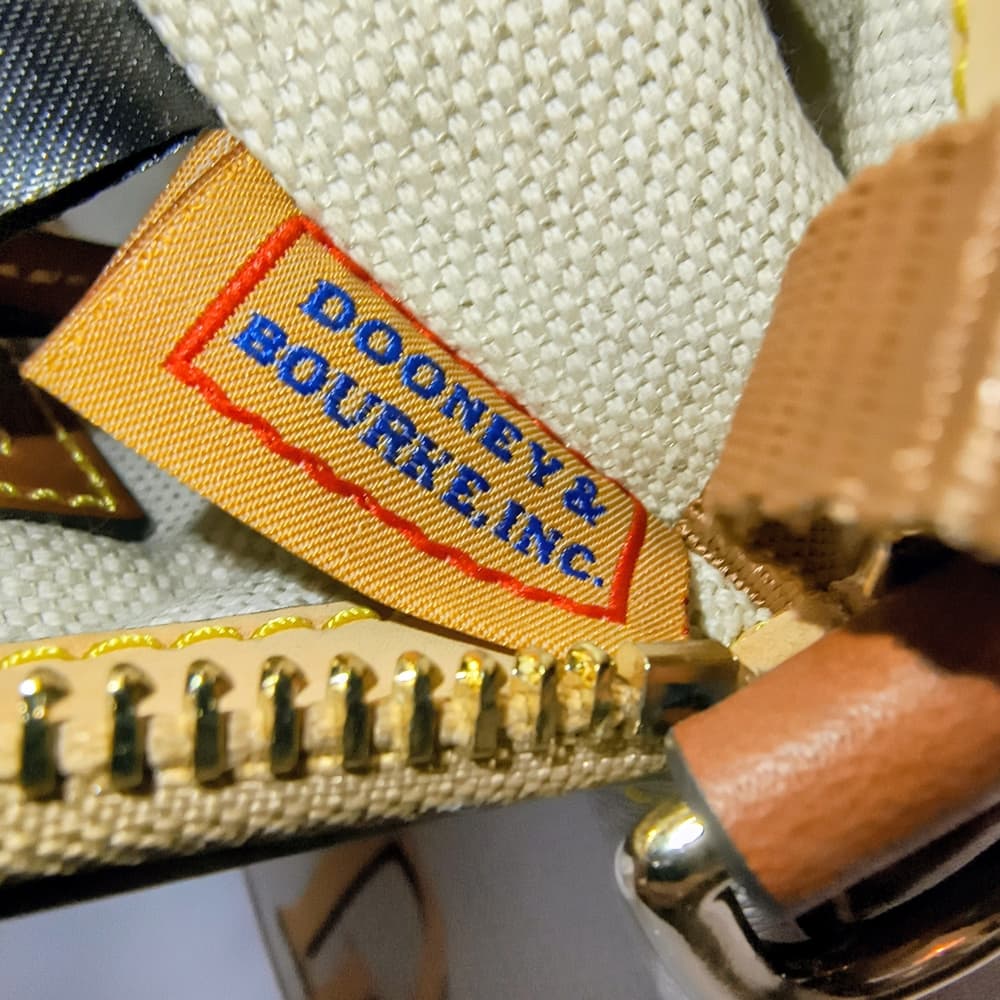 DOONEY & BOURKE Monogram Ash/Beige Canvas & Brown Leather Domed Satchel (NWOT) - Thumbnail 13