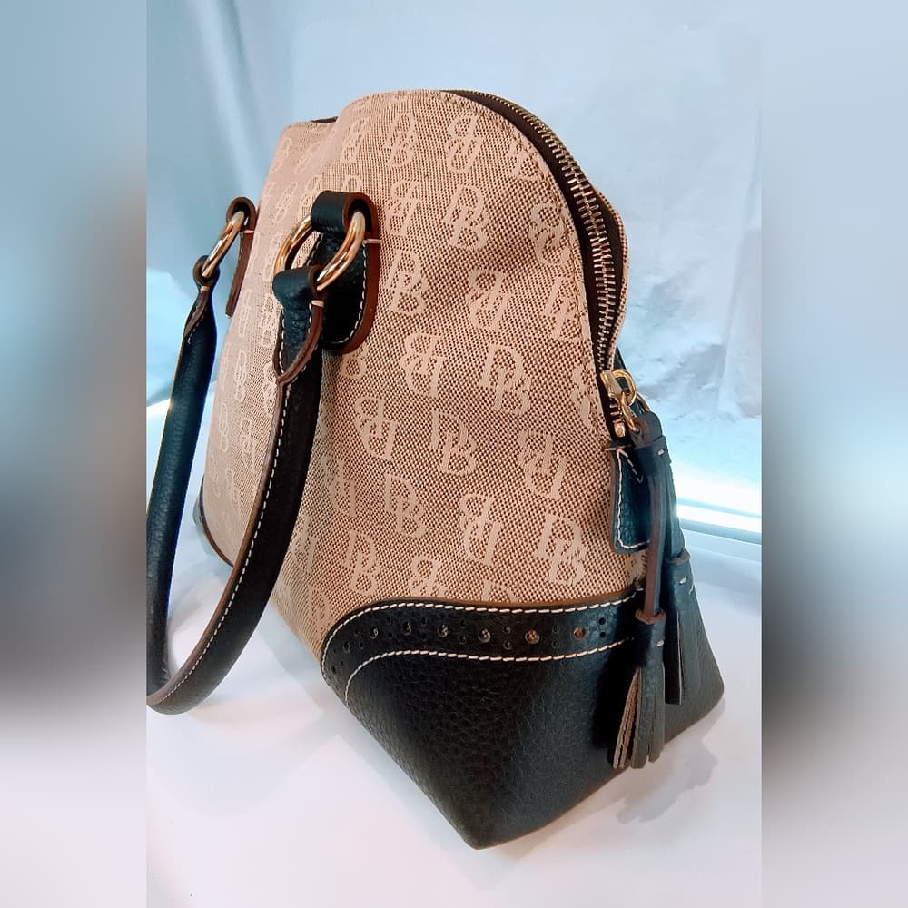 DOONEY & BOURKE Vintage (early 2000s) Signature DB Monogram Canvas Domed Satchel - Thumbnail 4