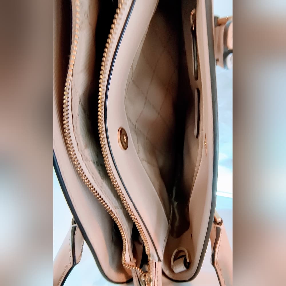 MICHAEL KORS Light Pink Lynn Saffiano Leather Satchel Bag - Thumbnail 11