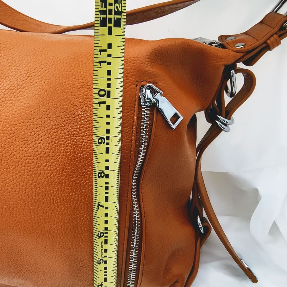 HESHE Elegant Brown Leather Shoulder Bag - Thumbnail 7