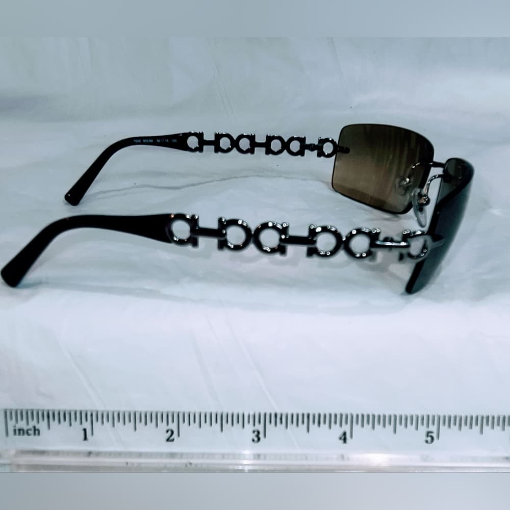 FERRAGAMO - Salvatore Ferragamo Brown Sunglasses with Muted Silver Frames & Case - Thumbnail 8