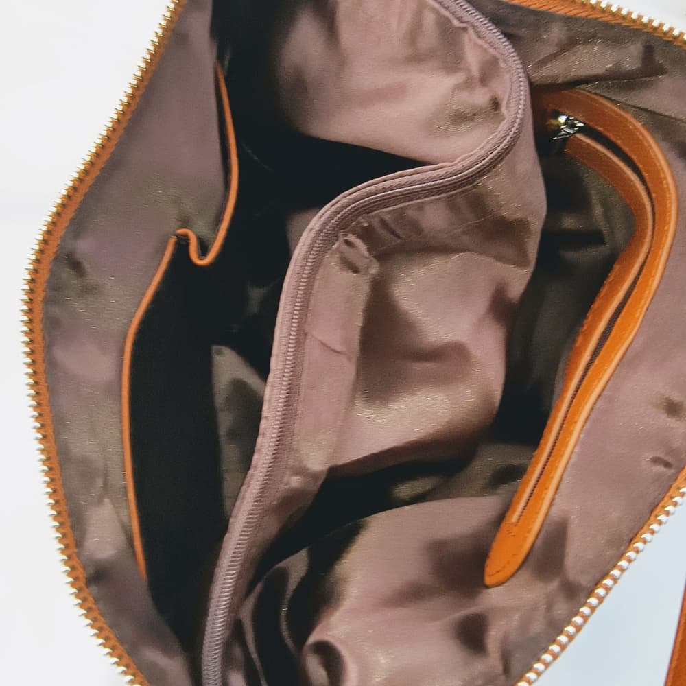 HESHE Elegant Brown Leather Shoulder Bag - Thumbnail 9