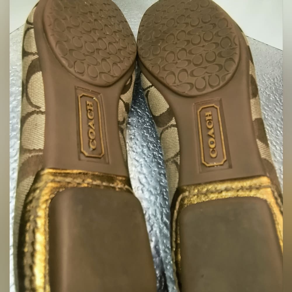 COACH Sheela Canvas Flat Loafers with Signature Monogram with Gold-toned Trim - Thumbnail 6