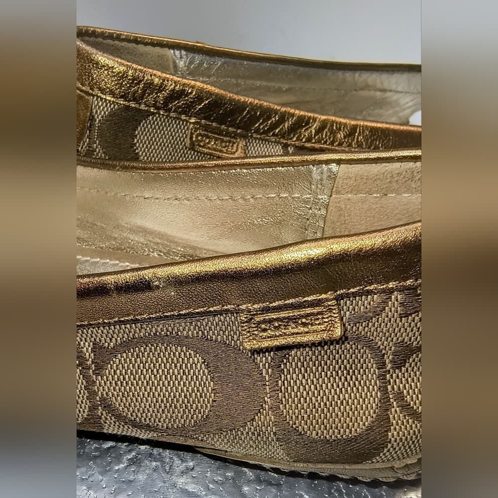 COACH Sheela Canvas Flat Loafers with Signature Monogram with Gold-toned Trim - Thumbnail 4