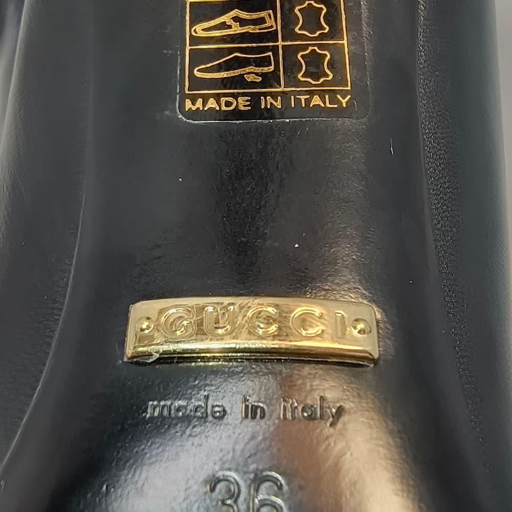 GUCCI Black Heels with Gold & Crystal Accents, Size 36 - Thumbnail 10