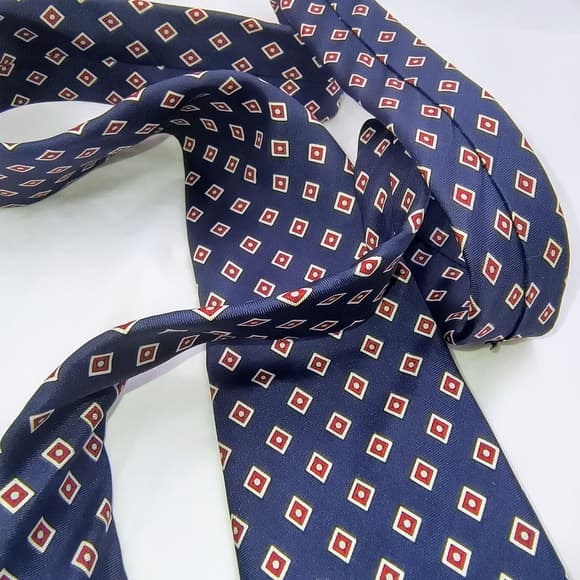 Christian Dior Elegant Blue Geometric Patterned Tie - Thumbnail 8