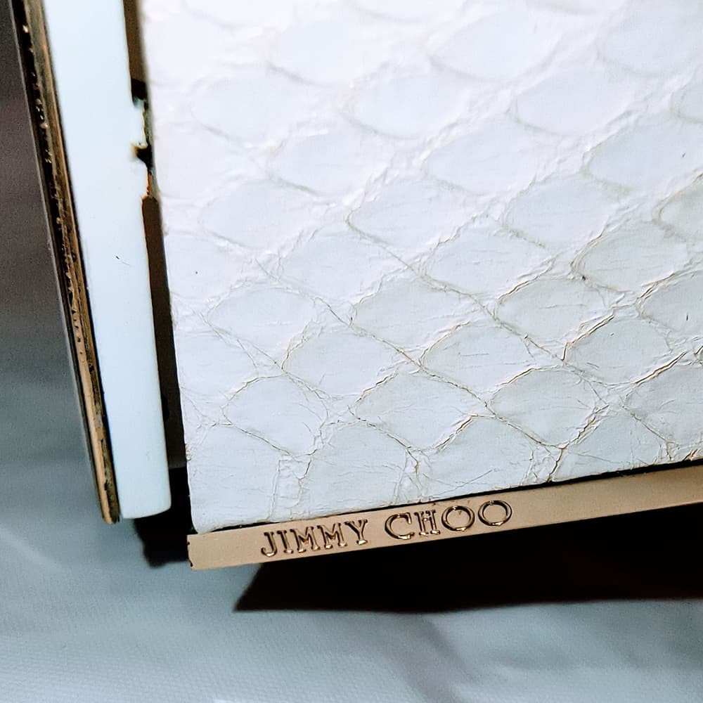 JIMMY CHOO White Sunglasses with Gold & Snakeskin Pattern Accent and with Case - Thumbnail 4