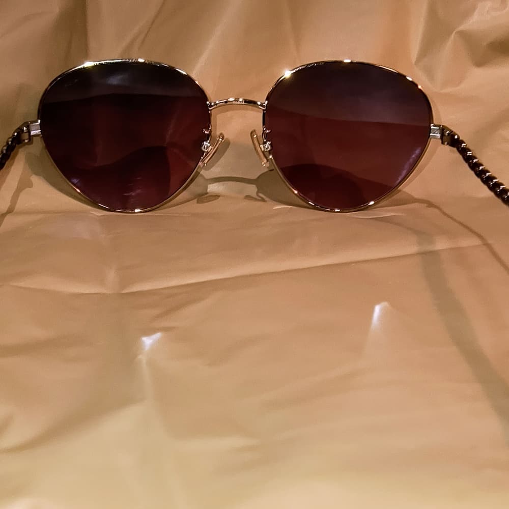 COACH Light Gold & Reddish Brown Women's Aviator Sunglasses with Case (HC7114) - Thumbnail 6