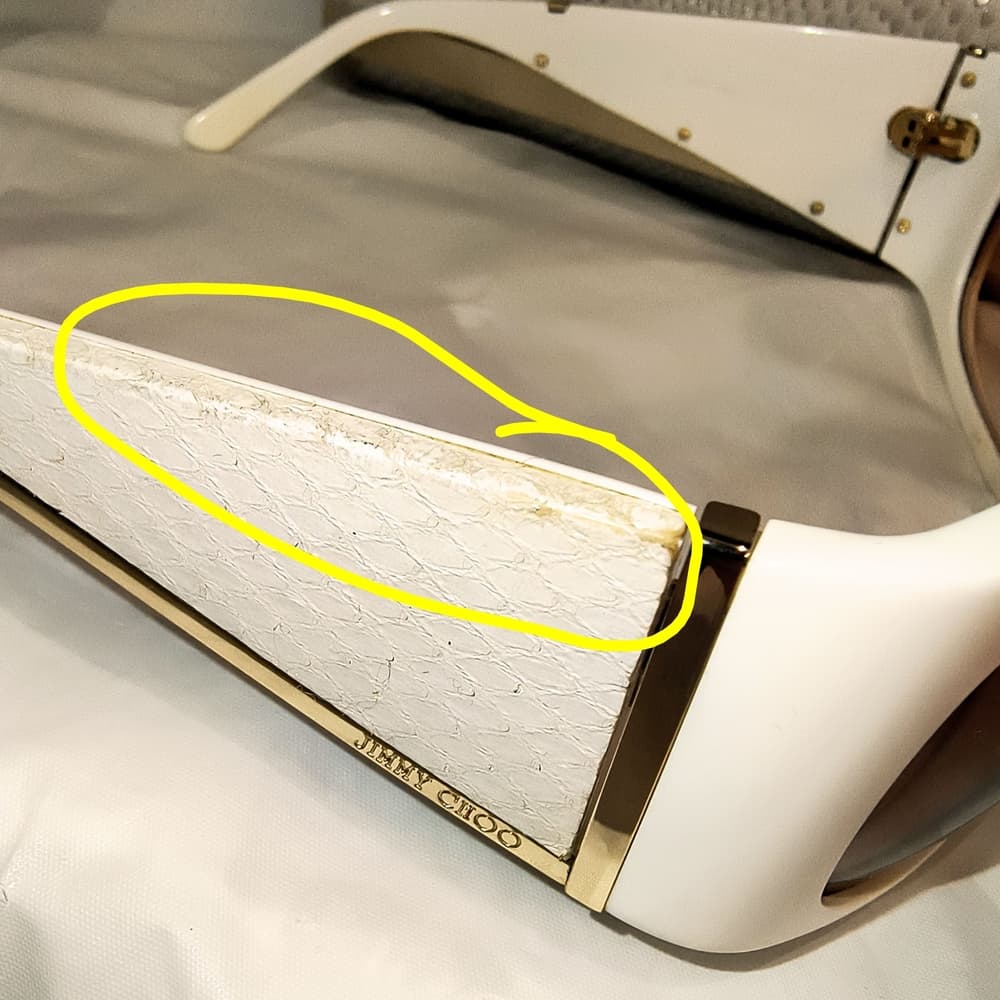 JIMMY CHOO White Sunglasses with Gold & Snakeskin Pattern Accent and with Case - Thumbnail 10