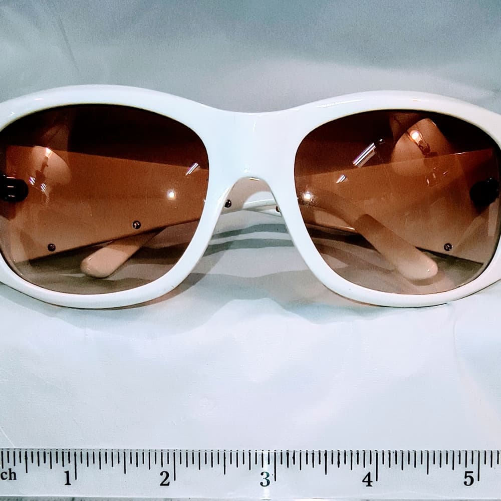JIMMY CHOO White Sunglasses with Gold & Snakeskin Pattern Accent and with Case - Thumbnail 13