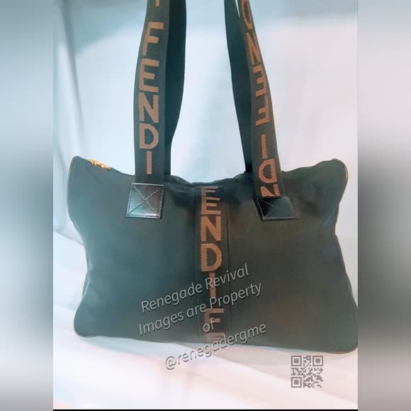 FENDI Vintage Black Nylon Tote Carryall - Thumbnail 17
