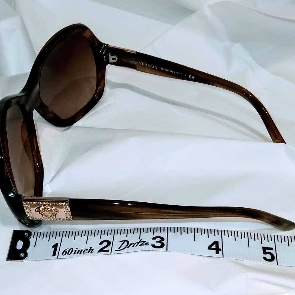 VERSACE Women's Tortoiseshell Sunglasses with Gold & Rhinestone Accents - Thumbnail 8
