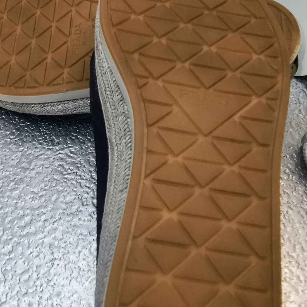 PRADA Men's Navy Blue Suede Espadrille Slip On Sneakers, Size 9 - Thumbnail 5