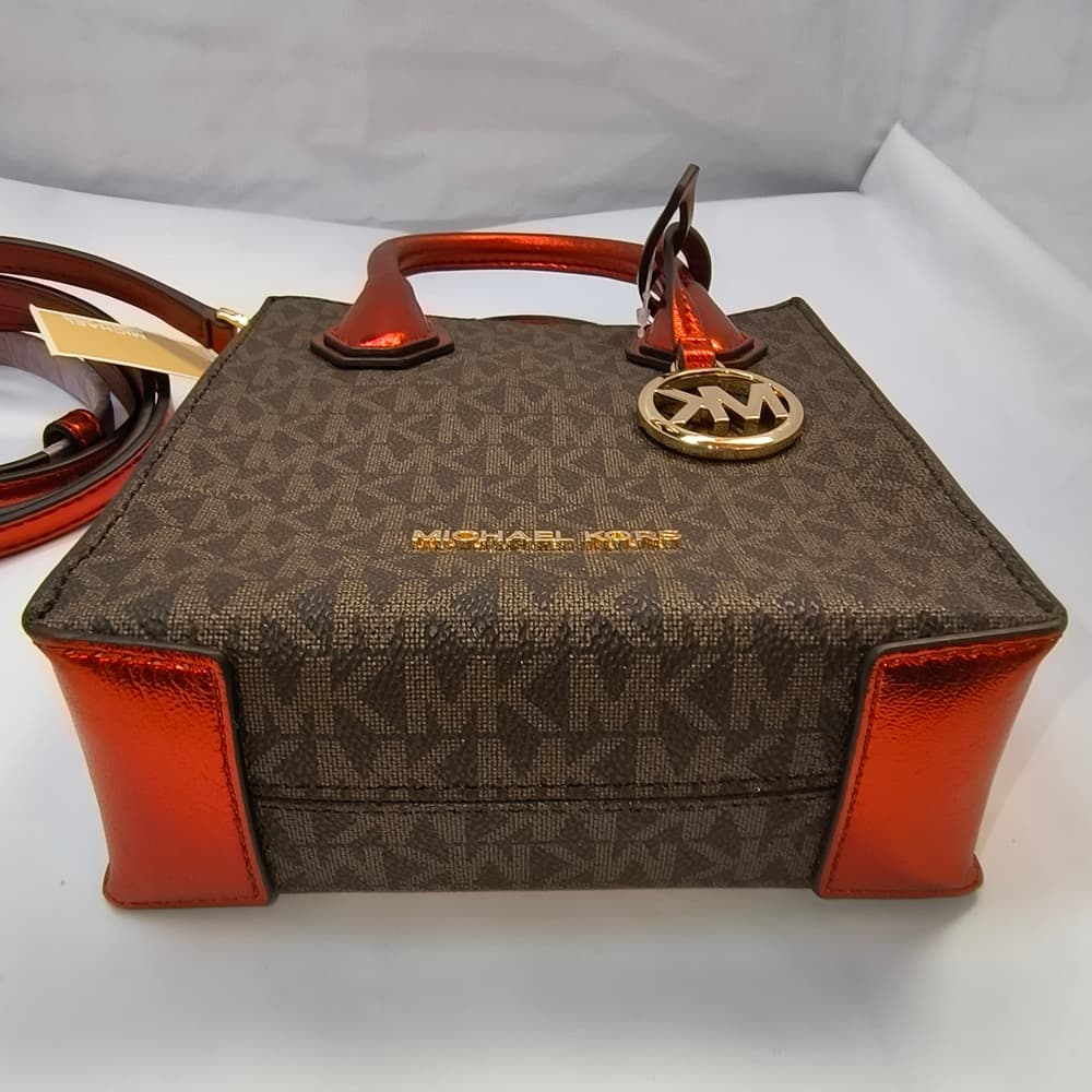 MICHAEL KORS Mercer Extra-Small Signature Logo Crossbody Bag in Metallic Red - Thumbnail 2