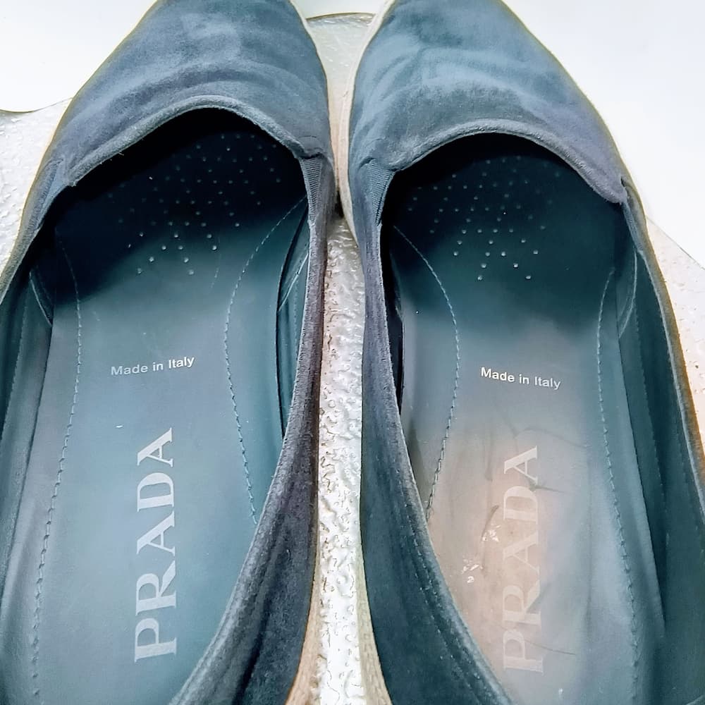 PRADA Men's Navy Blue Suede Espadrille Slip On Sneakers, Size 9 - Thumbnail 2