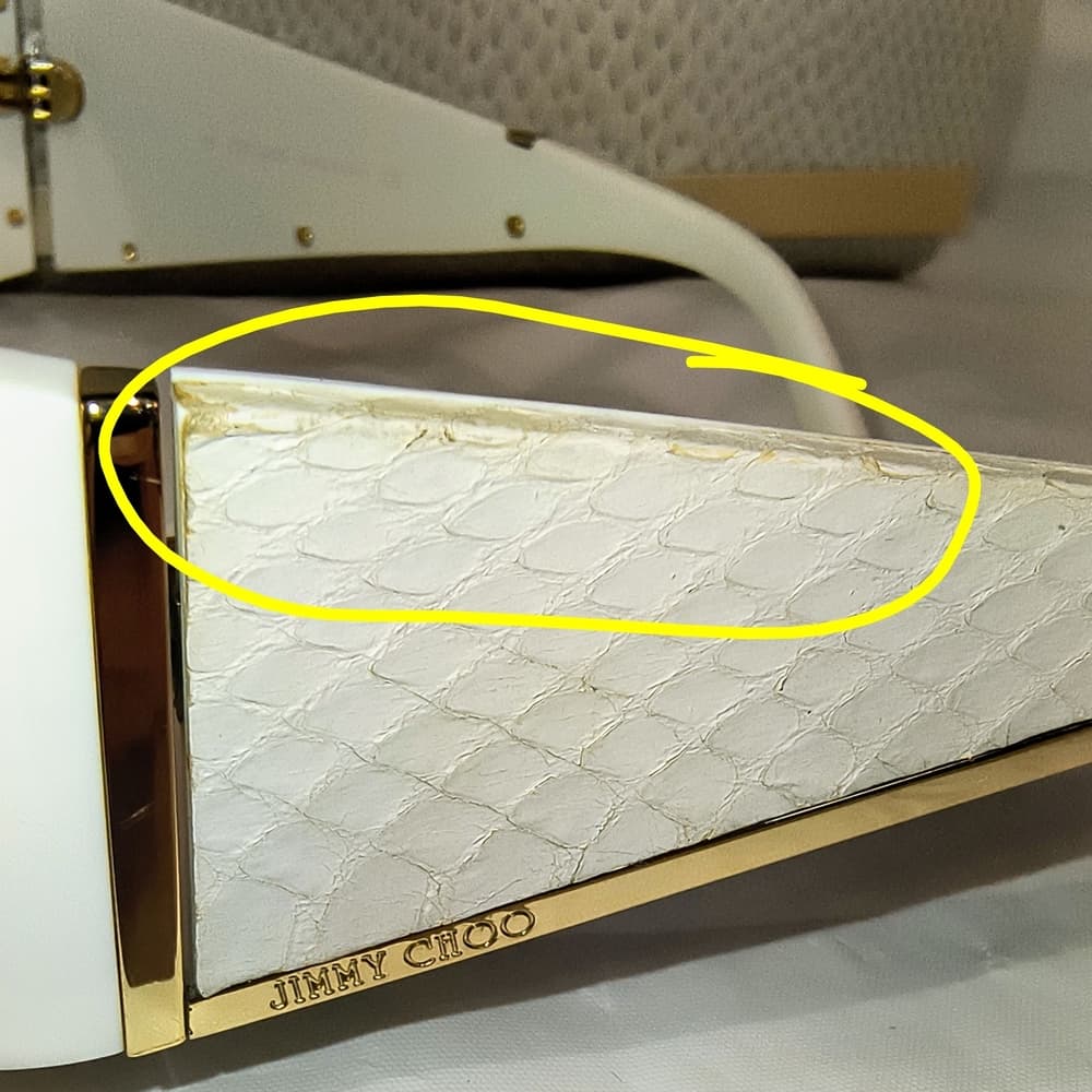 JIMMY CHOO White Sunglasses with Gold & Snakeskin Pattern Accent and with Case - Thumbnail 11