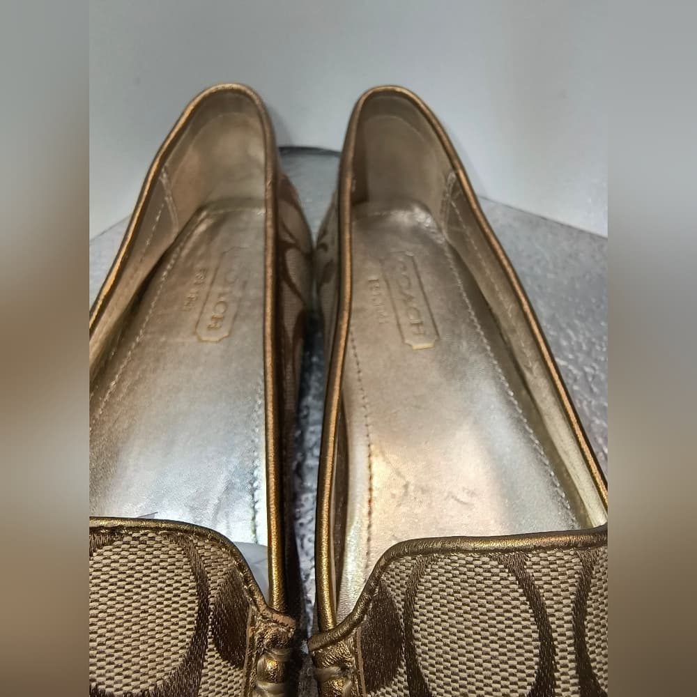 COACH Sheela Canvas Flat Loafers with Signature Monogram with Gold-toned Trim - Thumbnail 9