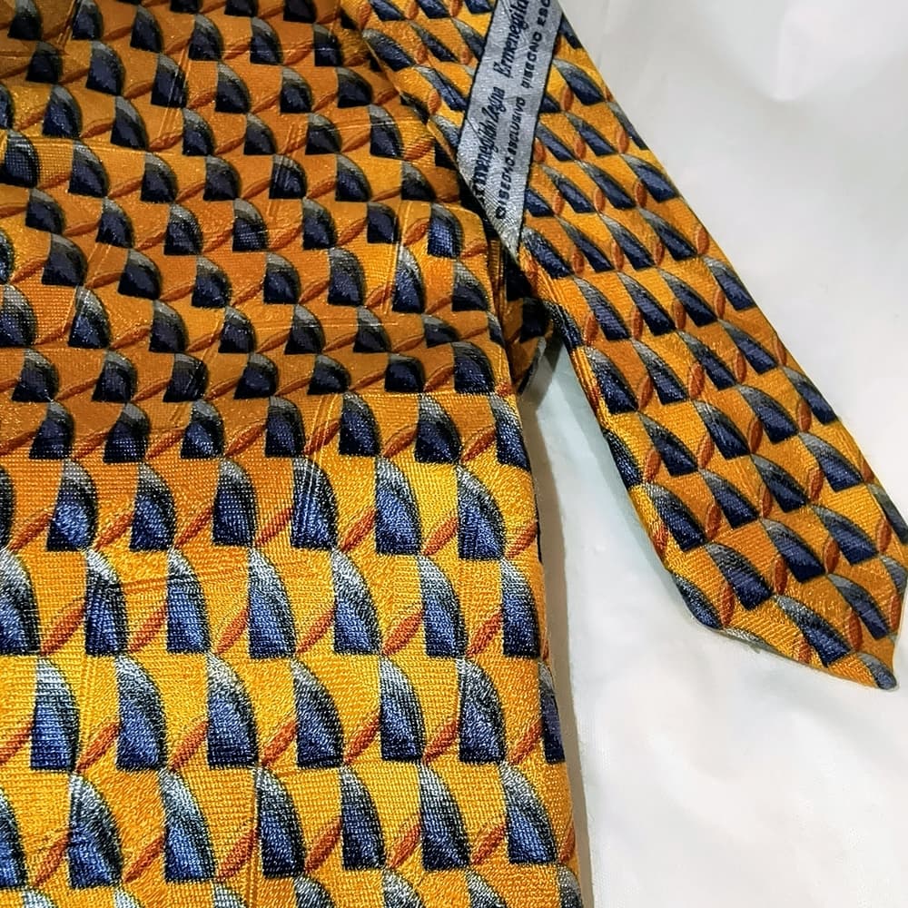 ZEGNA - 2 Ermenegildo Zenga Men's Ties - 1 Black & Blue and 1 Yellow - Thumbnail 6