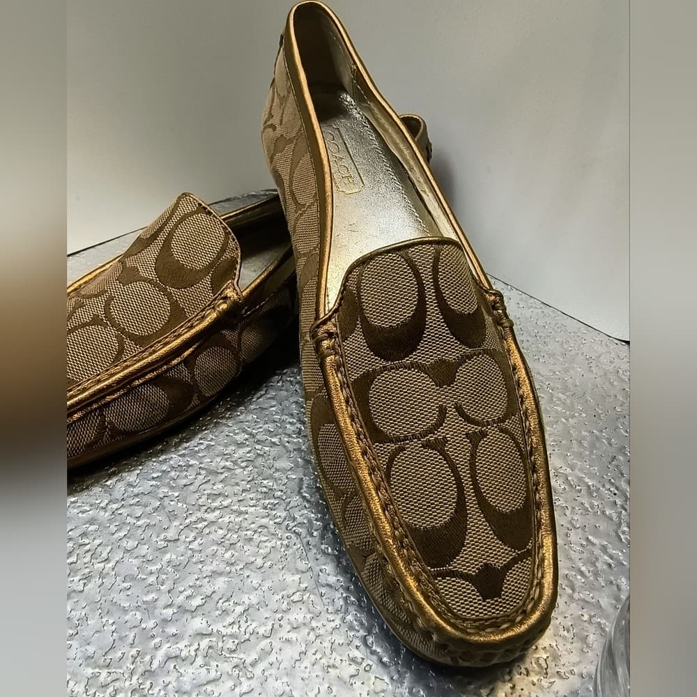 COACH Sheela Canvas Flat Loafers with Signature Monogram with Gold-toned Trim - Thumbnail 11