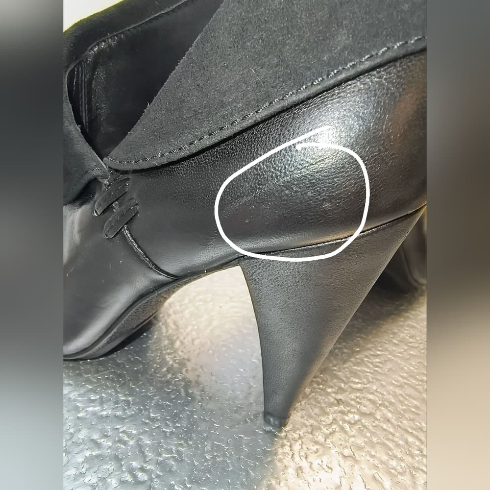 COACH Annika Heeled Ankle Bootie in Black Leather with a Suede Fold-Over Cuff - Thumbnail 5