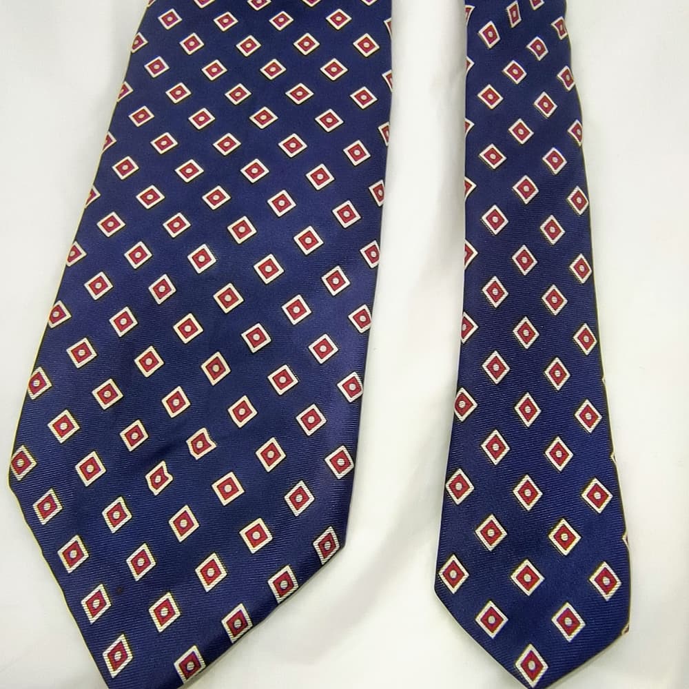 Christian Dior Elegant Blue Geometric Patterned Tie - Thumbnail 6