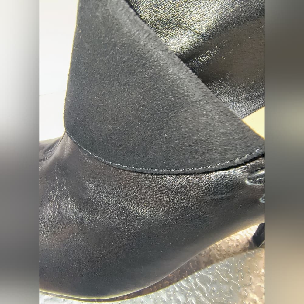 COACH Annika Heeled Ankle Bootie in Black Leather with a Suede Fold-Over Cuff - Thumbnail 9