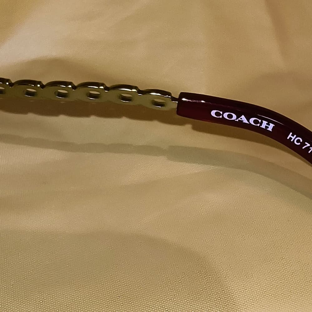 COACH Light Gold & Reddish Brown Women's Aviator Sunglasses with Case (HC7114) - Thumbnail 8