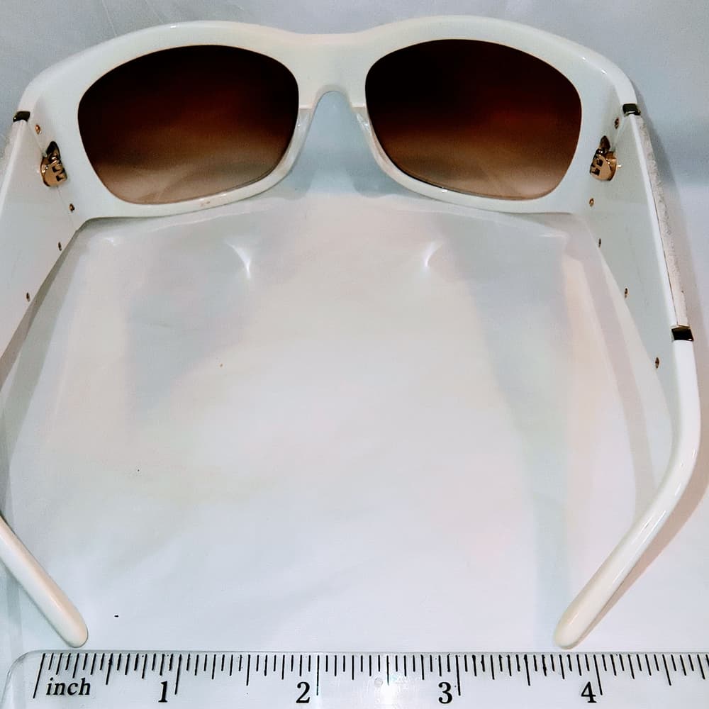JIMMY CHOO White Sunglasses with Gold & Snakeskin Pattern Accent and with Case - Thumbnail 15