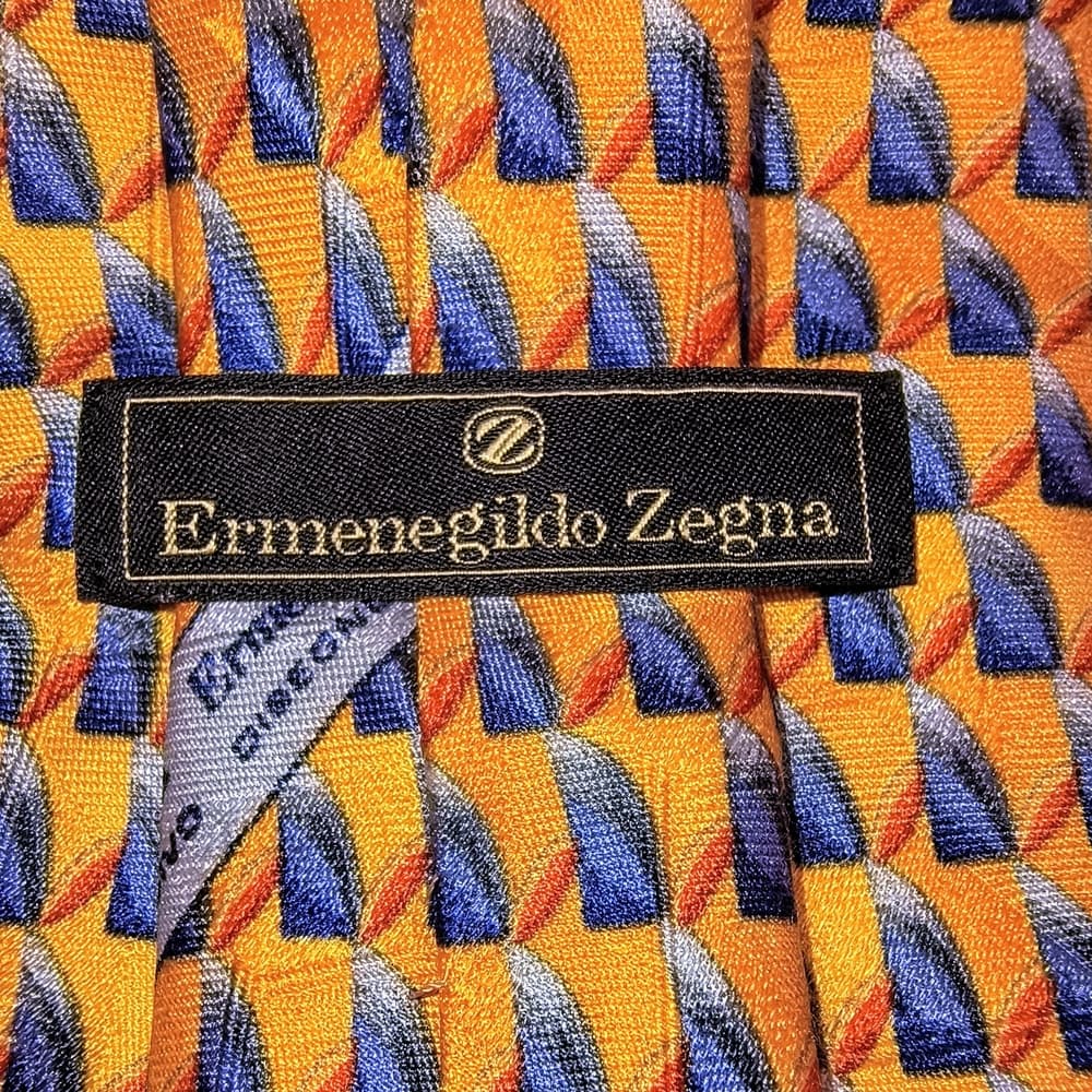 ZEGNA - 2 Ermenegildo Zenga Men's Ties - 1 Black & Blue and 1 Yellow - Thumbnail 2