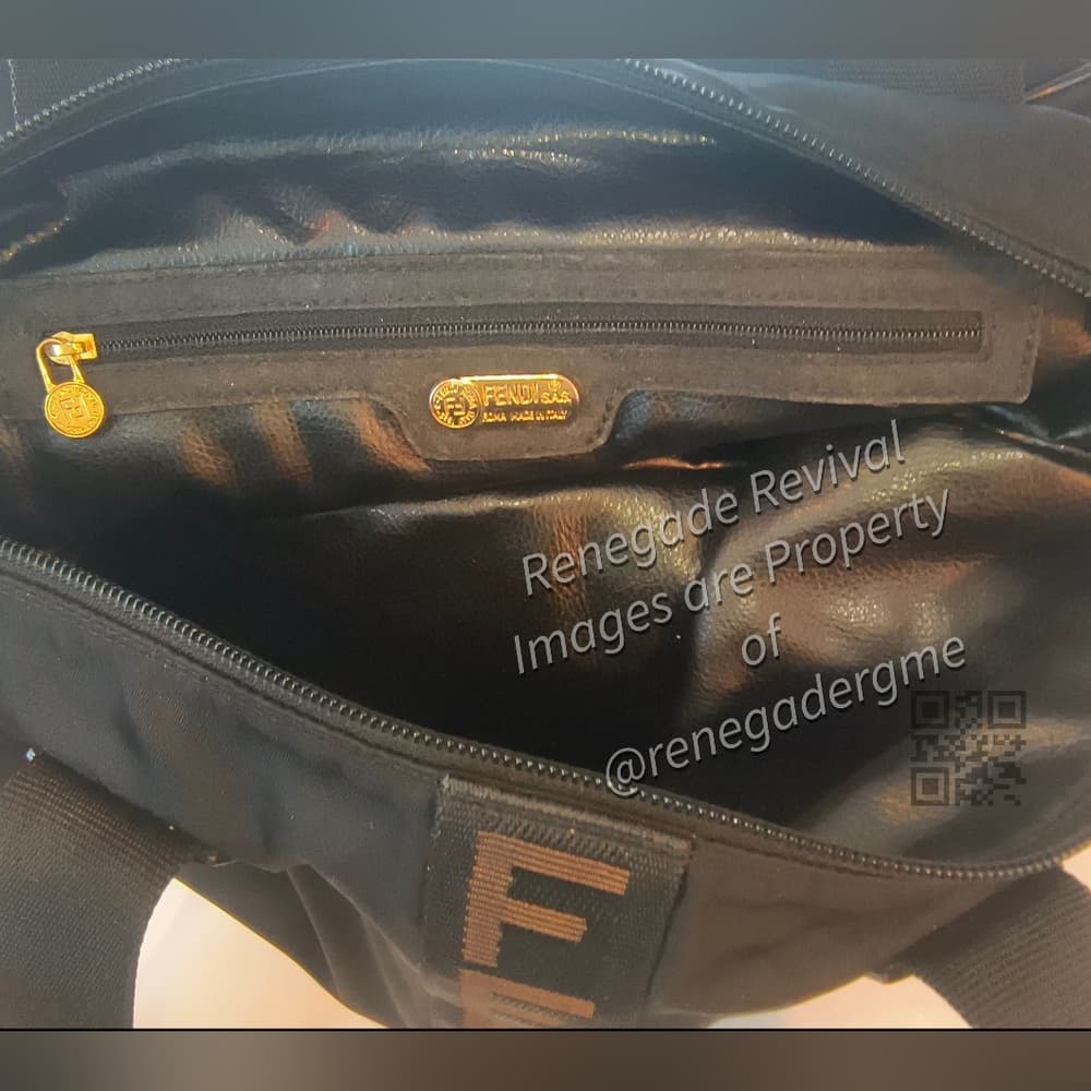 FENDI Vintage Black Nylon Tote Carryall - Thumbnail 8