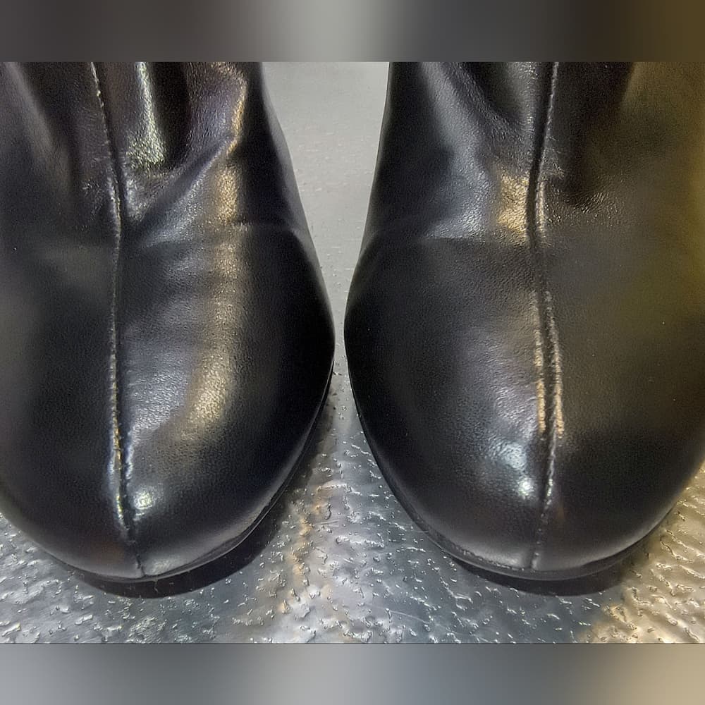COACH Annika Heeled Ankle Bootie in Black Leather with a Suede Fold-Over Cuff - Thumbnail 7