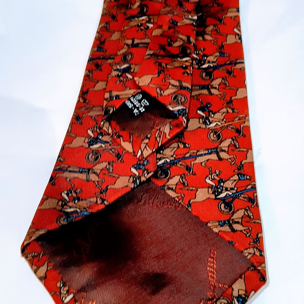 FERRAGAMO - 2 Red / Brown Patterned Salvatore Ferragamo Ties Bundle - Thumbnail 3